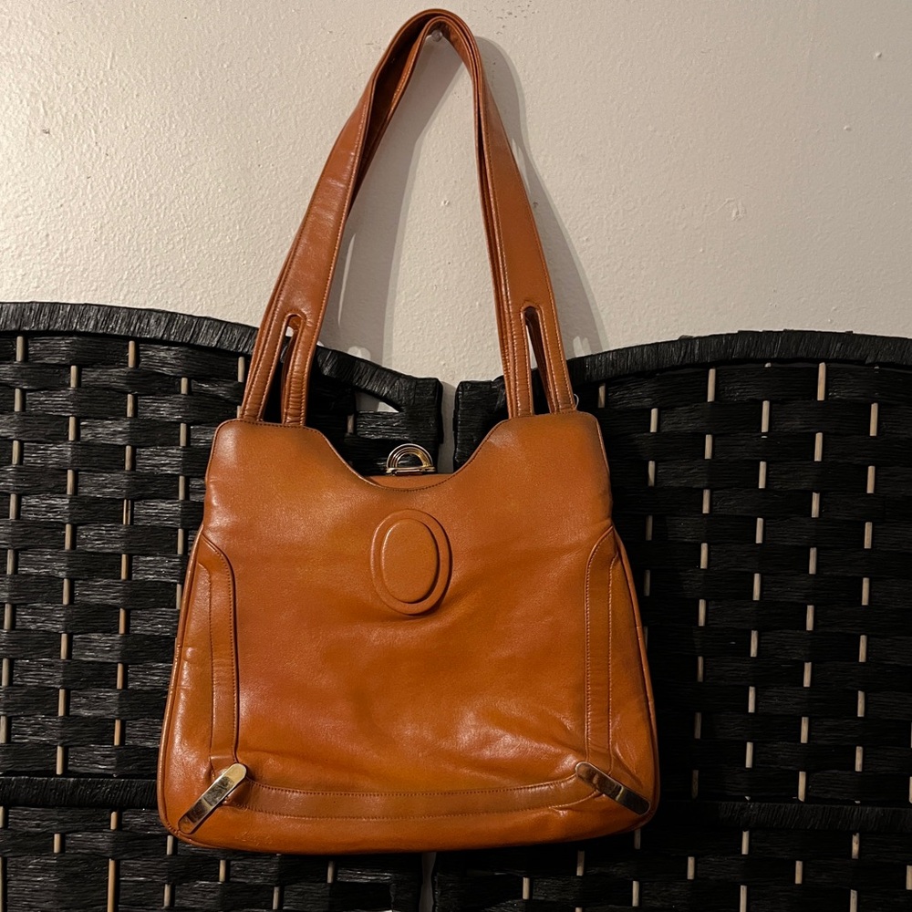 Lou Taylor Vintage Burnt Orange Bag with Mirror